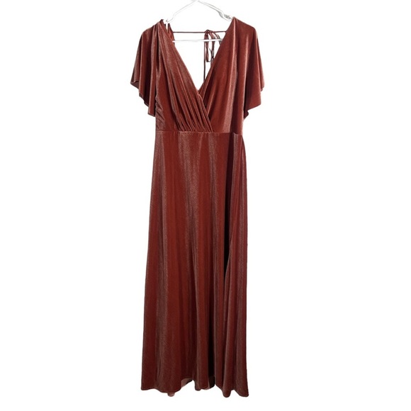 Jenny Yoo Ellis Flutter-Sleeve Open-Back Stretch Velvet Gown size 18 - Picture 6 of 13